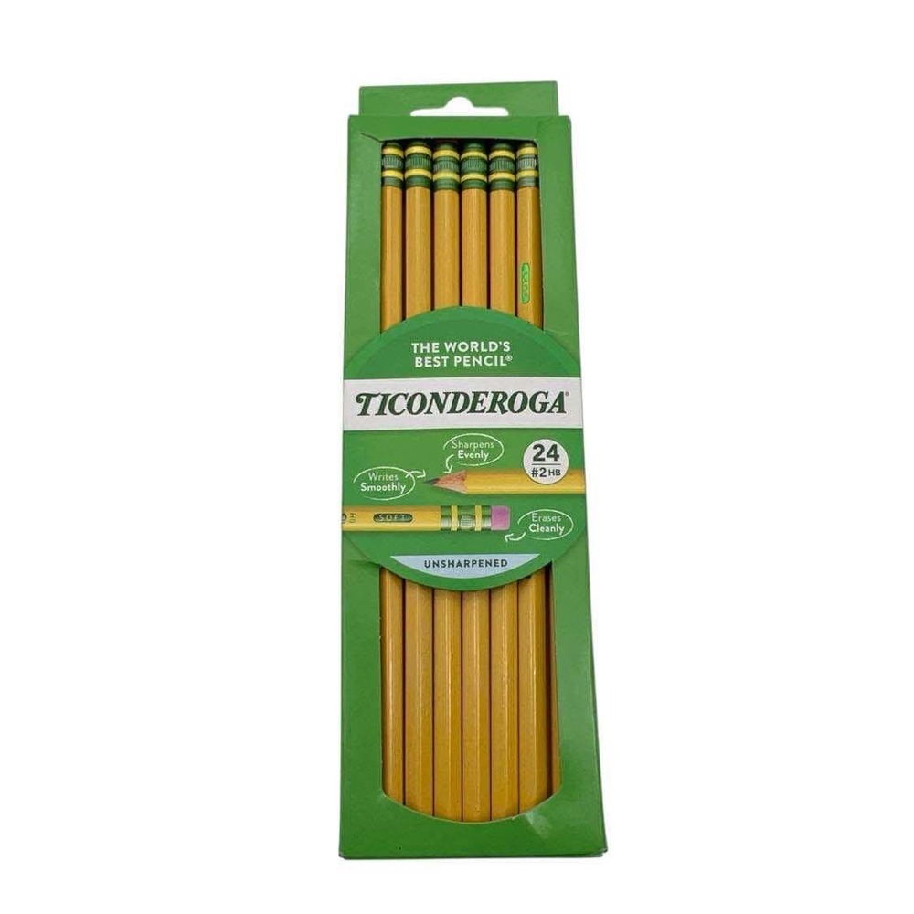 Ticonderoga 24 Count‎ Pencils #2 HB Unsharpened The World's Best Pencil